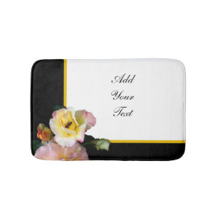 Alfombrilla De Baño Abejas con flores de rosas amarillas rosas