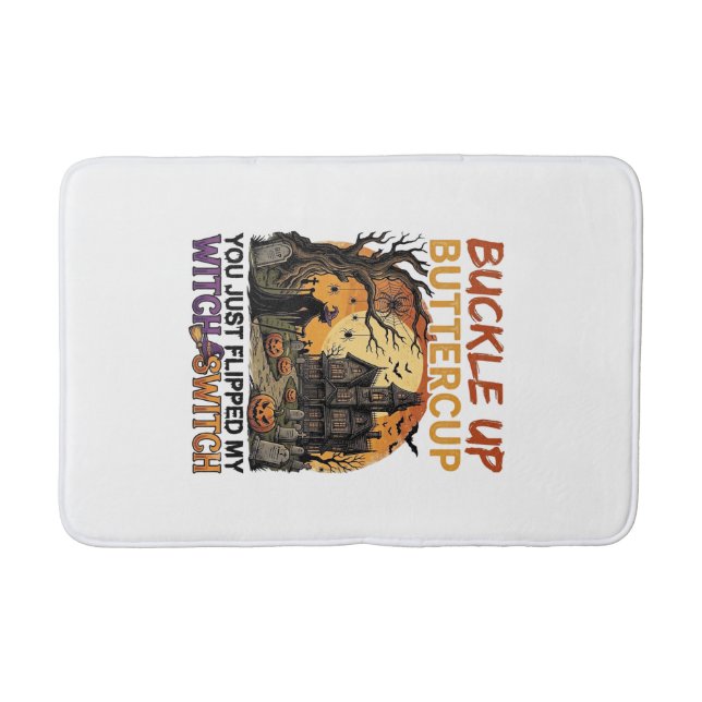 Alfombrilla De Baño Abróchense Buttercup Bruja Interruptor Halloween E (Anverso)