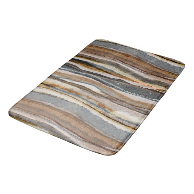 Alfombrilla De Baño Abstract Agate Stripes Neutral Earth Tones (Angular)