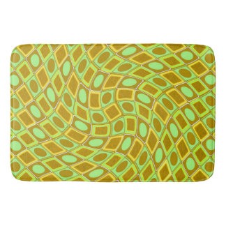 Alfombrilla De Baño Abstract geometric swirl retro lime pattern