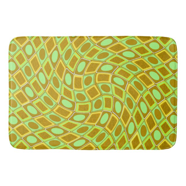 Alfombrilla De Baño Abstract geometric swirl retro lime pattern (Anverso)