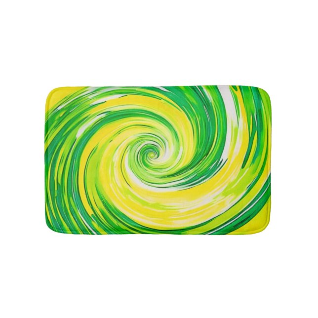 Alfombrilla De Baño Abstract Green Yellow Spiral Art (Anverso)