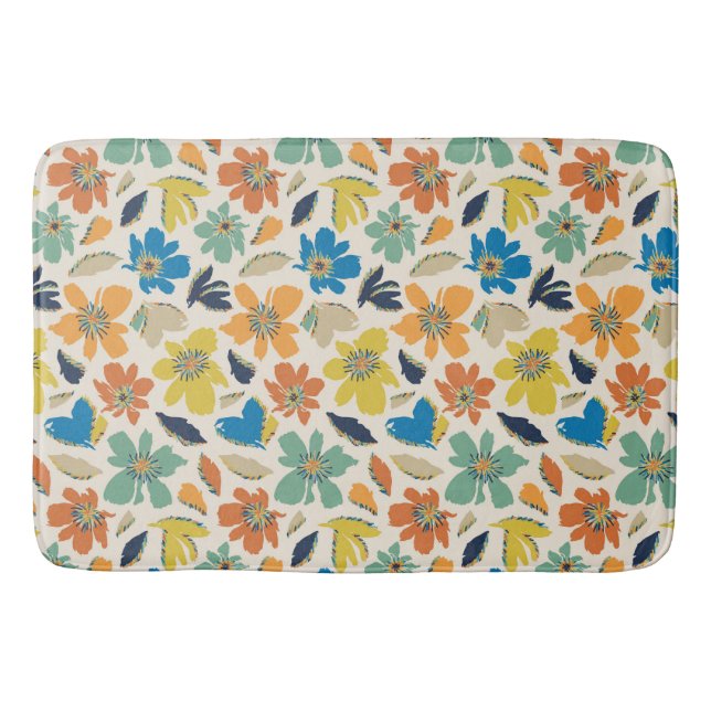 Alfombrilla De Baño Abstract Hand-Drawn Boho Floral Pattern (Anverso)