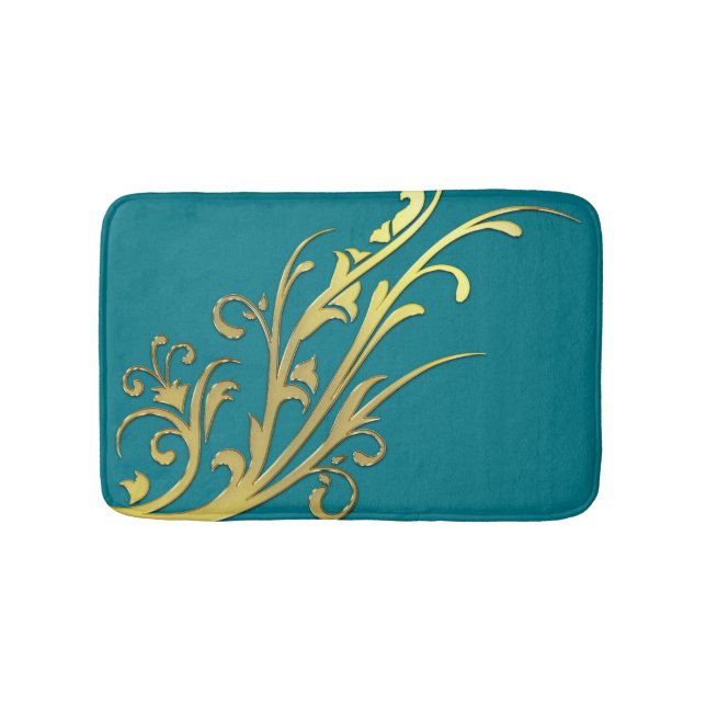 Alfombrilla De Baño Abstract Luxury Faux Gold Flower (Anverso)