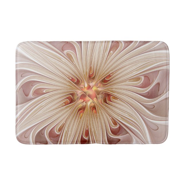 Alfombrilla De Baño Abstract Modern Peach Pastel Flower Fractal Art (Anverso)