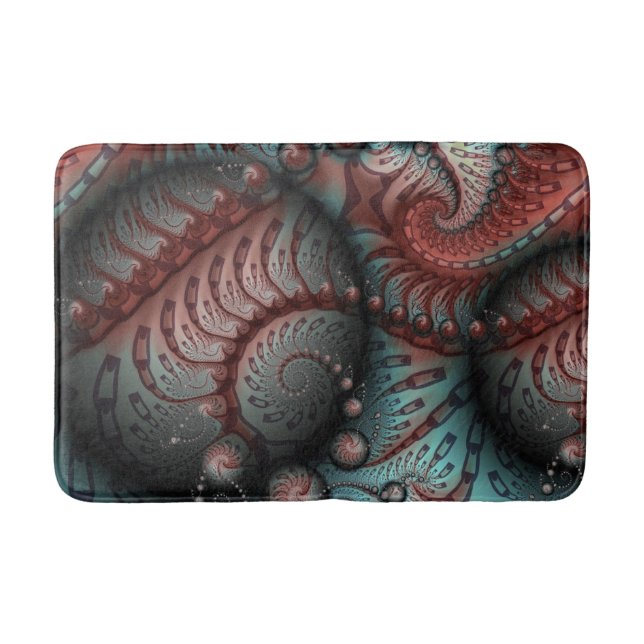 Alfombrilla De Baño Abstract Vivid Fantasy Fractal Art Brown Blue (Anverso)