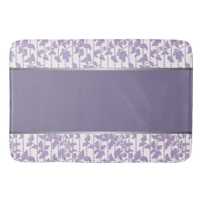 Alfombrilla de baño abstracta de lavanda y plata (Anverso)