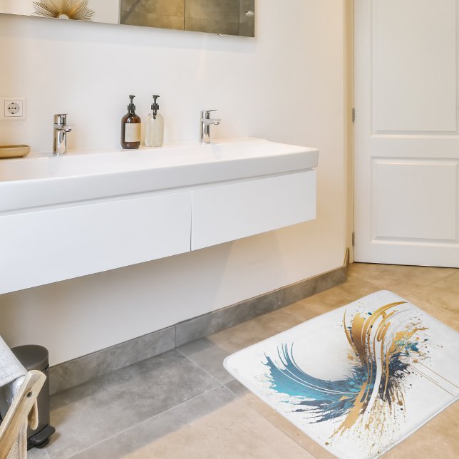 Alfombrilla De Baño Abstracto Blue & Gold Bath Mat - Diseño dinámico (Subido por el creador)