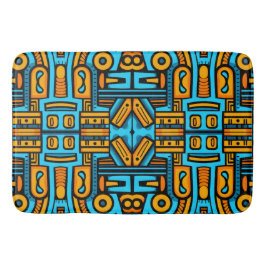 Alfombrilla De Baño Abstracto Figurativo Azul Naranja Audaz