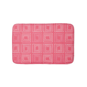 Alfombrilla De Baño abstracto geométrico de moda de sesenta años rosa