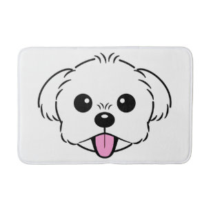 Alfombrilla De Baño Aburrido perro de la frívola de Bichon blanco pega