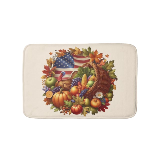 Alfombrilla De Baño Acción de Gracias/Estadounidense/Turquía/Caída (Anverso)