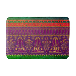 Alfombrilla De Baño acento naranja verde morado bohemio gipsy soul