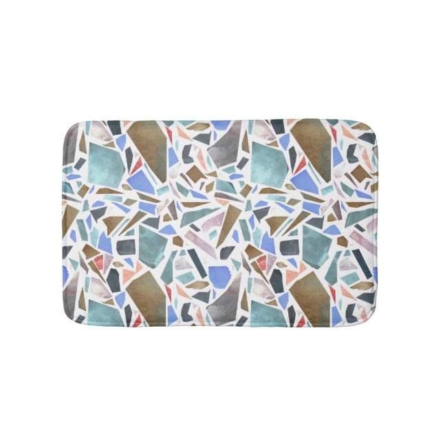 Alfombrilla De Baño acuarela abstracta: fondo blanco dibujado a mano. (Anverso)