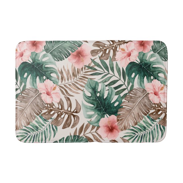 Alfombrilla De Baño Acuarela Boho moderna Floral tropical (Anverso)