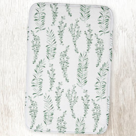 Alfombrilla De Baño Acuarela botánica de follaje verde