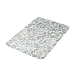 Alfombrilla De Baño Acuarela Botánica Verde Azul