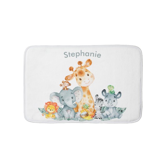 Alfombrilla De Baño Acuarela Cute Safari Jungle Animales (Anverso)
