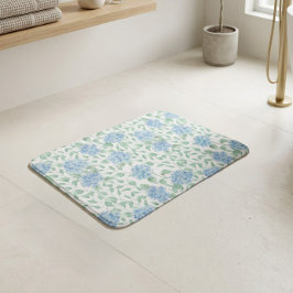 Alfombrilla De Baño Acuarela de flor silvestre verde azul