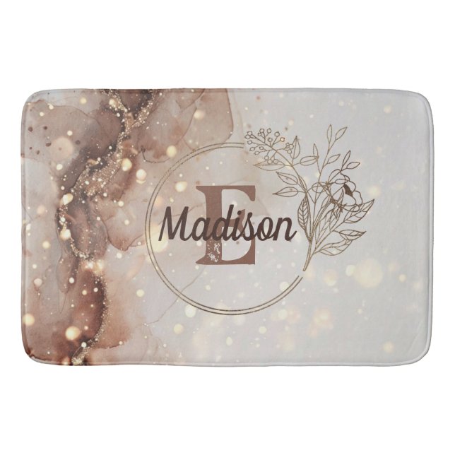 Alfombrilla De Baño Acuarela de mármol con acentos Purpurinas (Anverso)