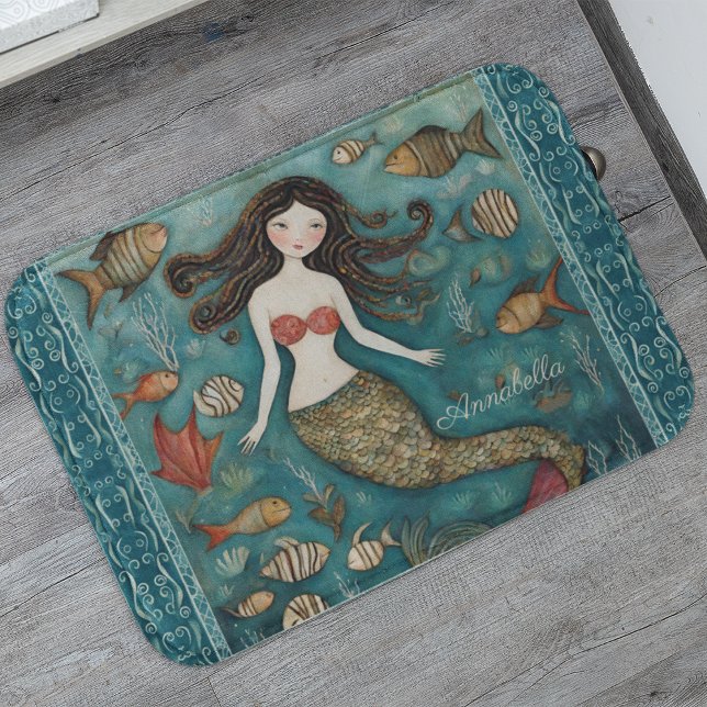 Alfombrilla De Baño Acuarela de sirena personalizada (Subido por el creador)