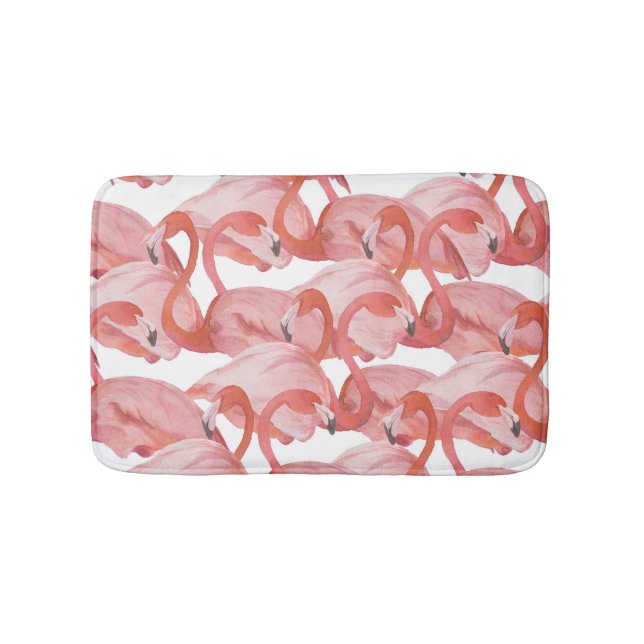 Alfombrilla De Baño Acuarela Flamingo: Patrón sin foco (Anverso)