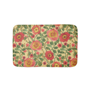 Alfombrilla De Baño Acuarela floral retro: elegancia inmadura