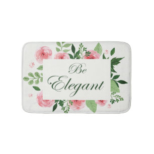 Alfombrilla De Baño Acuarela Floral "Sé Elegante" Frase