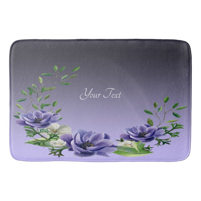 Alfombrilla De Baño Acuarela Flores Púrpuras Mat de baño (Anverso)