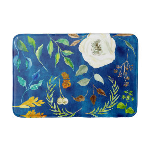 Alfombrilla De Baño Acuarela moderna Floral Rosa de roble Acorn Color