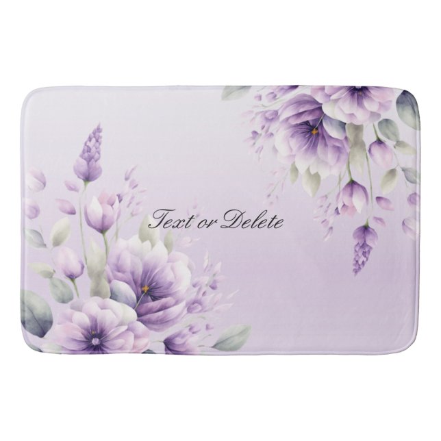 Alfombrilla De Baño Acuarela Morado Floral Mat (Anverso)