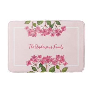 Alfombrilla De Baño Acuarela Pink Hydrangea Lacecaps Ilustracion