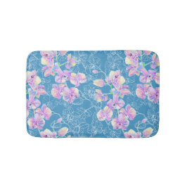 Alfombrilla De Baño Acuarela pintada de orquídea