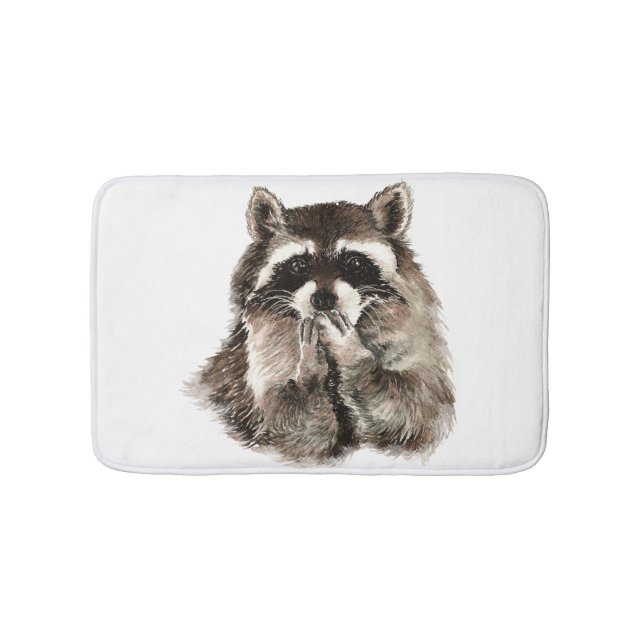 Alfombrilla De Baño Acuarela Raccoon que relata besos divertidos arte (Anverso)