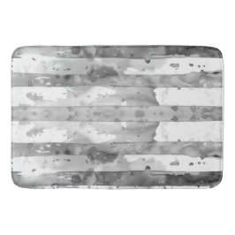Alfombrilla De Baño Acuarela rayada en negro y blanco