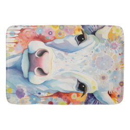 Alfombrilla De Baño Acuarela Vaca Blanca Bubbly Suave