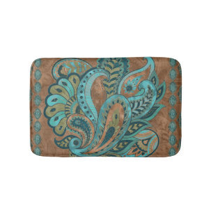 Alfombrilla De Baño Acuarela y oro orientales del modelo de Paisley