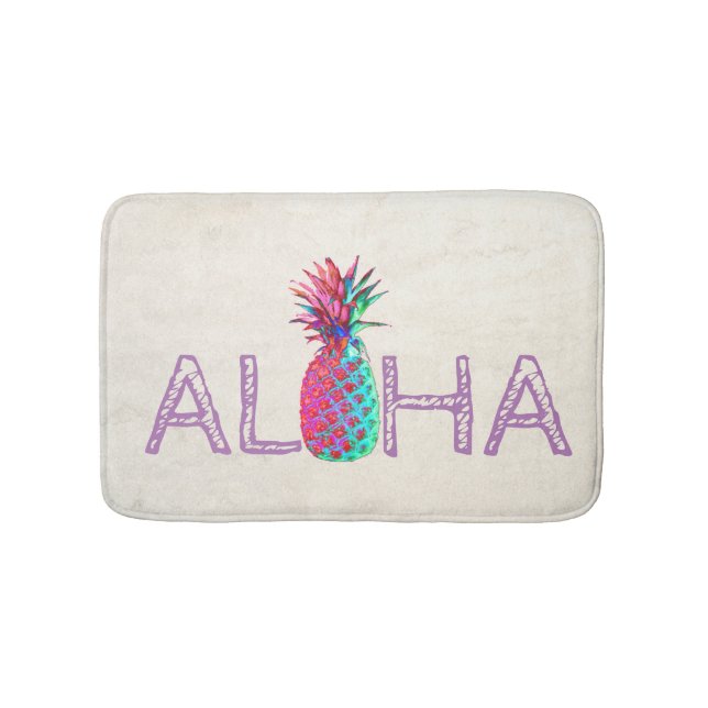 Alfombrilla De Baño Adorable Aloha Hawaiian Pineapple (Anverso)