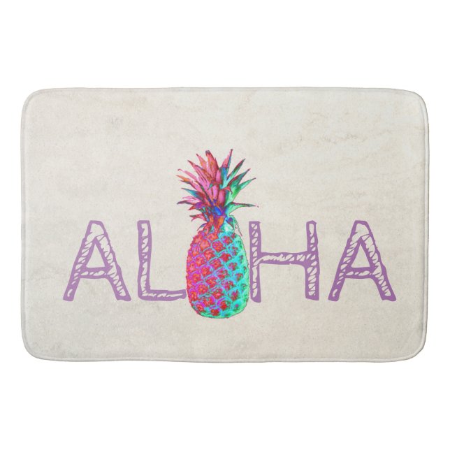 Alfombrilla De Baño Adorable Aloha Hawaiian Pineapple (Anverso)