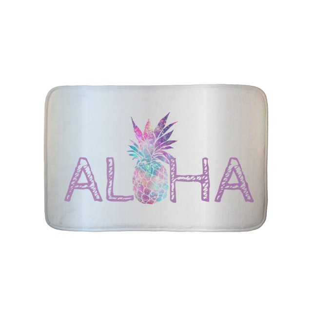Alfombrilla De Baño Adorable Aloha Piña Hawaiana, Plata (Anverso)