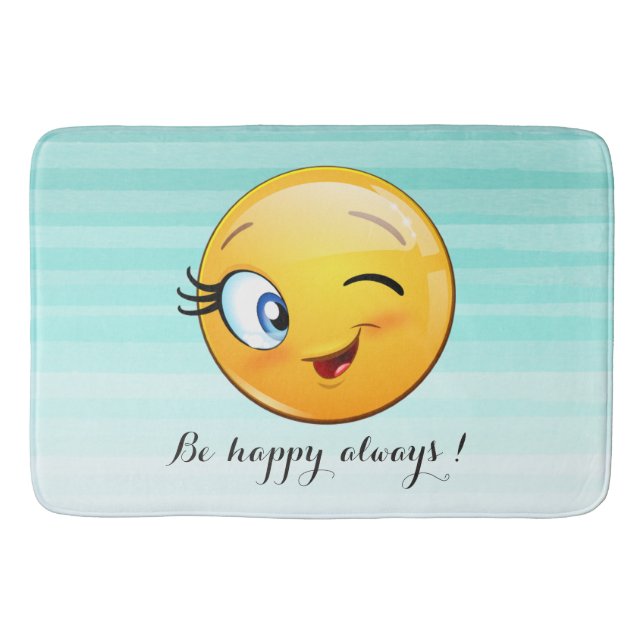Alfombrilla De Baño Adorable Emoji Winking Face-Be feliz siempre (Anverso)
