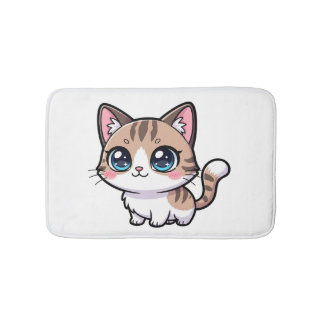 Alfombrilla De Baño Adorable Tabby Cartoon Cat