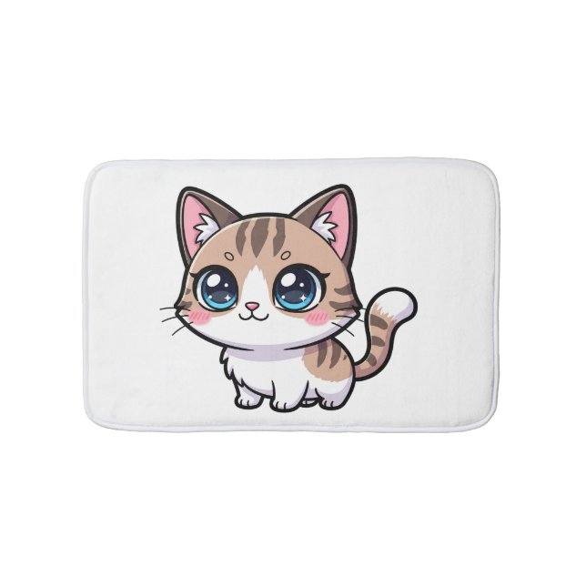 Alfombrilla De Baño Adorable Tabby Cartoon Cat (Anverso)