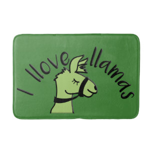 Alfombrilla De Baño Adorables Llama Love I Llove Llamas Green Bath Mat