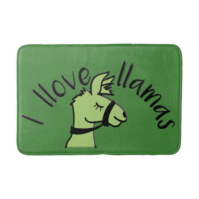 Alfombrilla De Baño Adorables Llama Love I Llove Llamas Green Bath Mat (Anverso)