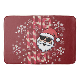 Alfombrilla De Baño Adorno de estrella de Navidad de Santa Retro Cool