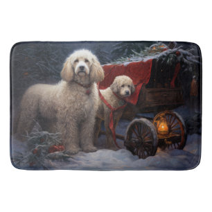 Alfombrilla De Baño Adorno de Navidad de Trineo de Poodle Nevado