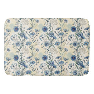 Alfombrilla De Baño Aesthetic Blue Wildflowers