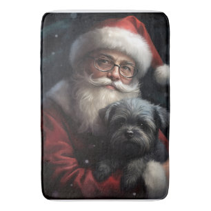 Alfombrilla De Baño Affenpinscher con Navidades festivos de Santa Clau