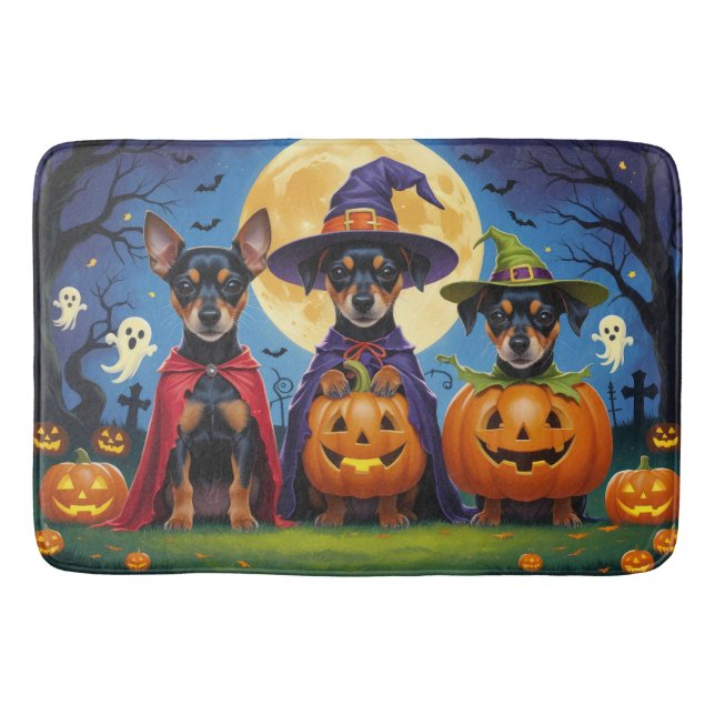 Alfombrilla De Baño Affenpinscher Dogs Pumpkin Halloween Funny (Anverso)